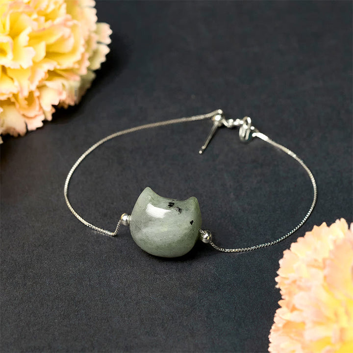 Bracelet de guérison en argent Buddha Stones 925 avec tête de chat sans visage et labradorite naturelle - image 3