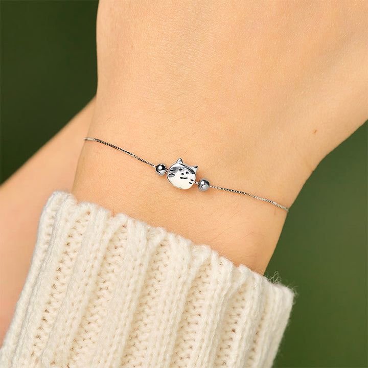 Bracelet chaîne en argent sterling 925 avec mini chat et pierres de Buddha Stones - image 4