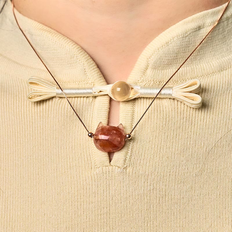 Buddha Stones en argent sterling 925 et tête de chat en quartz rouge naturel - image 4