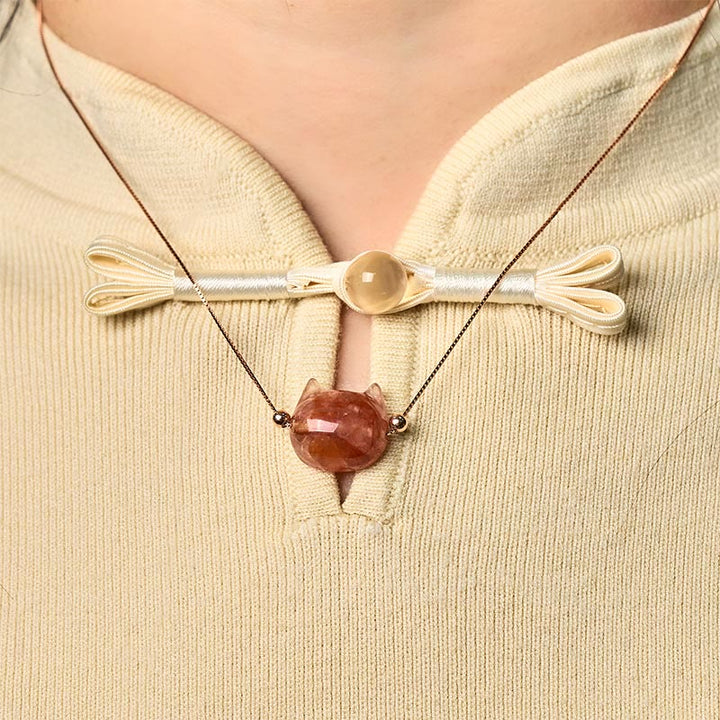 Buddha Stones en argent sterling 925 et tête de chat en quartz rouge naturel - image 4