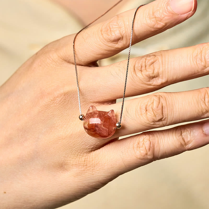 Buddha Stones en argent sterling 925 et tête de chat en quartz rouge naturel - image 8