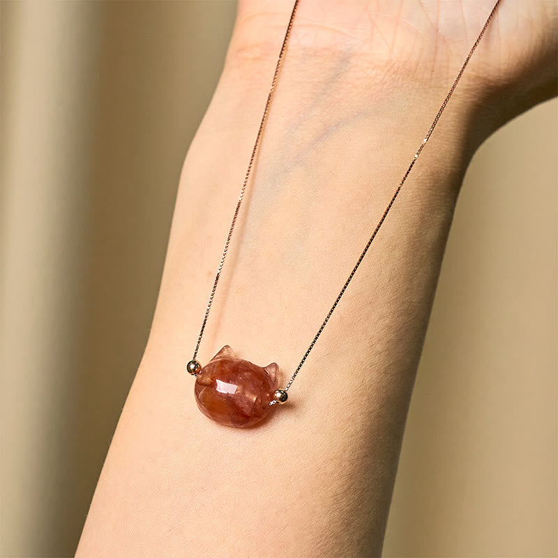 Buddha Stones en argent sterling 925 et tête de chat en quartz rouge naturel - image 10