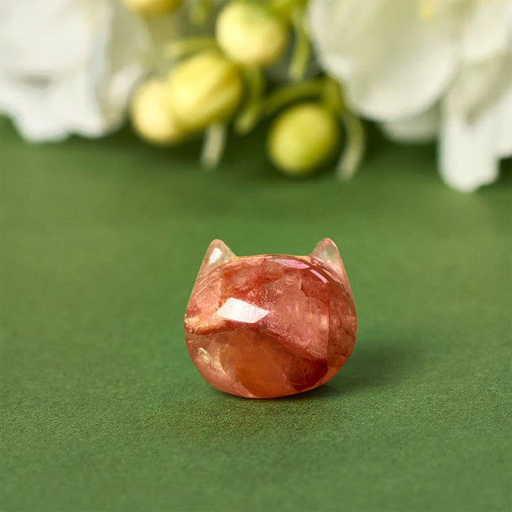 Buddha Stones en argent sterling 925 et tête de chat en quartz rouge naturel - image 11