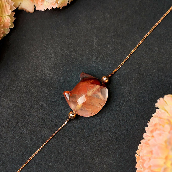 Buddha Stones en argent sterling 925 et tête de chat en quartz rouge naturel - image 3