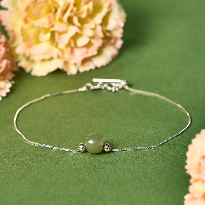 Bracelet chaîne en argent sterling 925 avec Buddha Stones - Jade vert foncé - Chaîne en argent sterling 925 - image 10