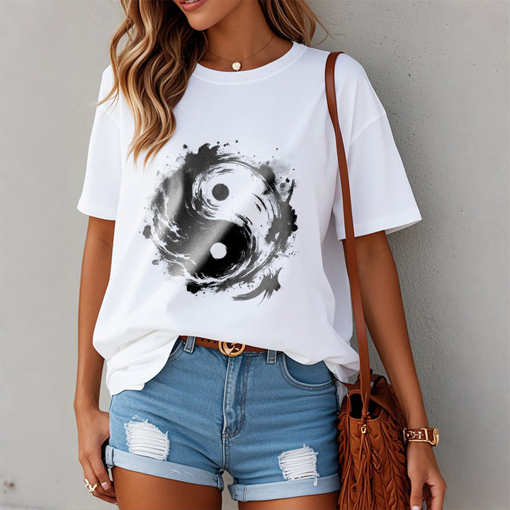 T-shirt à motif Yin Yang et Buddha Stones - image 8