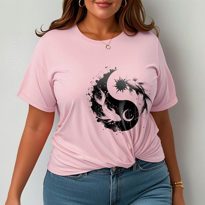 T-shirt à motif Bouddha, soleil et lune, Yin Yang, Koi - image 14