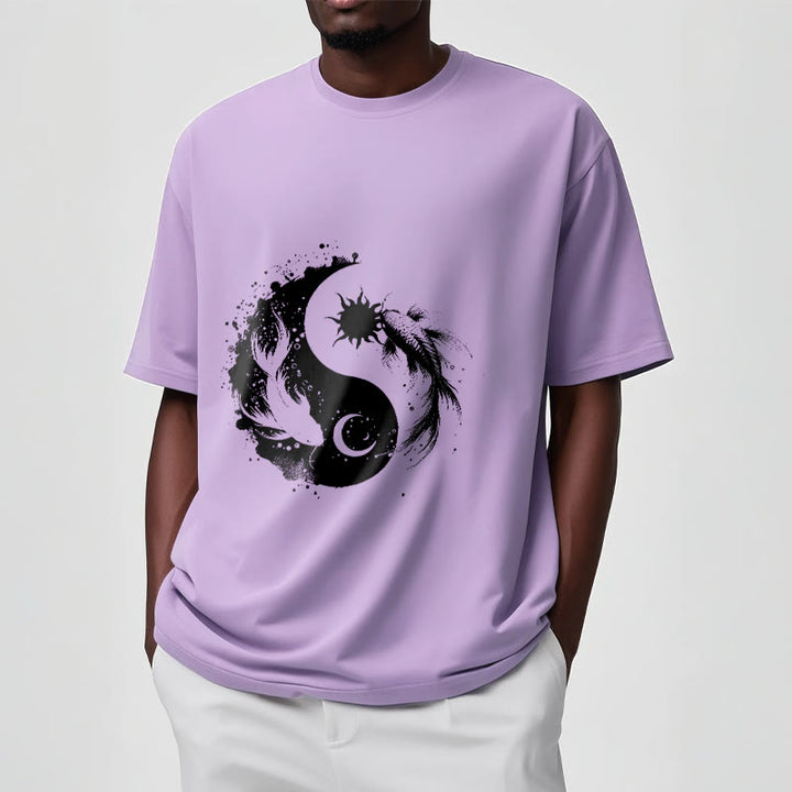 T-shirt à motif Bouddha, soleil et lune, Yin Yang, Koi - image 17