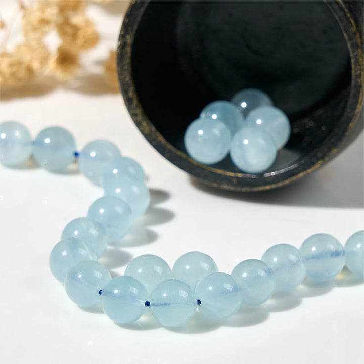 Bracelet de paix porte-bonheur en aigue-marine naturelle avec Buddha Stones - image 7