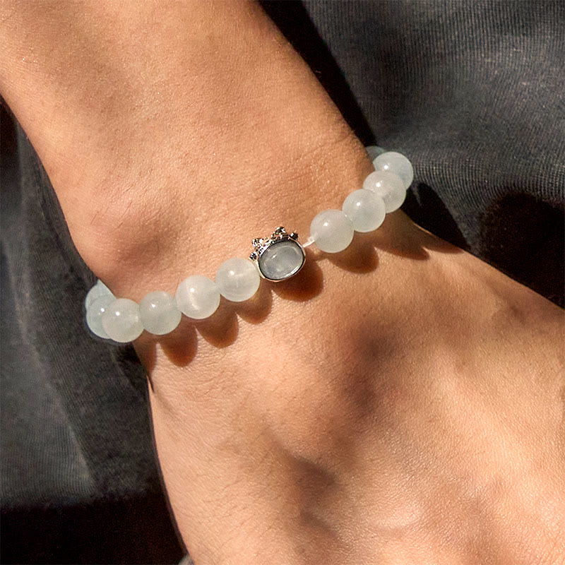 Bracelet de paix porte-bonheur en aigue-marine naturelle avec Buddha Stones - image 5