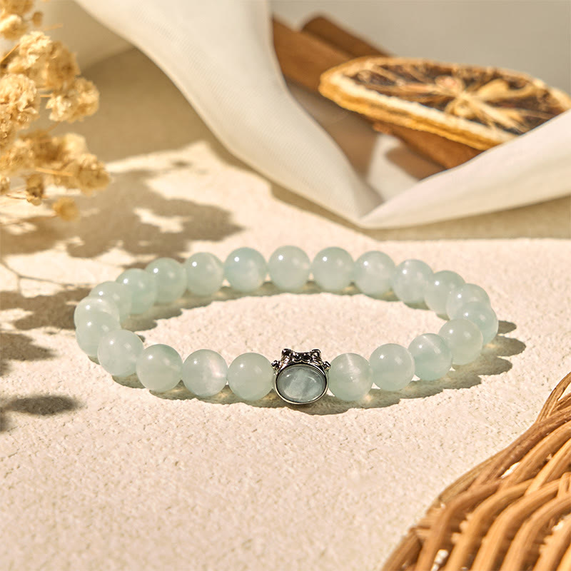 Bracelet de paix porte-bonheur en aigue-marine naturelle avec Buddha Stones - image 6