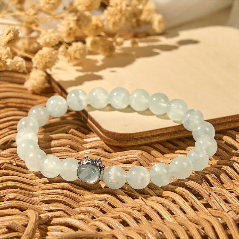 Bracelet de paix porte-bonheur en aigue-marine naturelle avec Buddha Stones - image 4