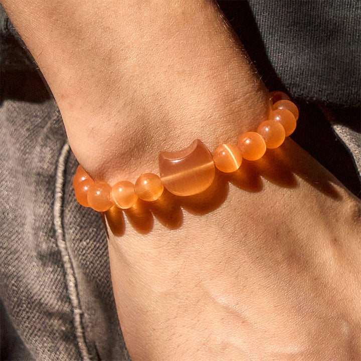 Bracelet de perles spirituelles en Buddha Stones, jolie tête de chat, œil de chat rose et œil de chat blanc - image 20