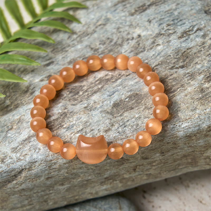 Bracelet de perles spirituelles en Buddha Stones, jolie tête de chat, œil de chat rose et œil de chat blanc - image 19