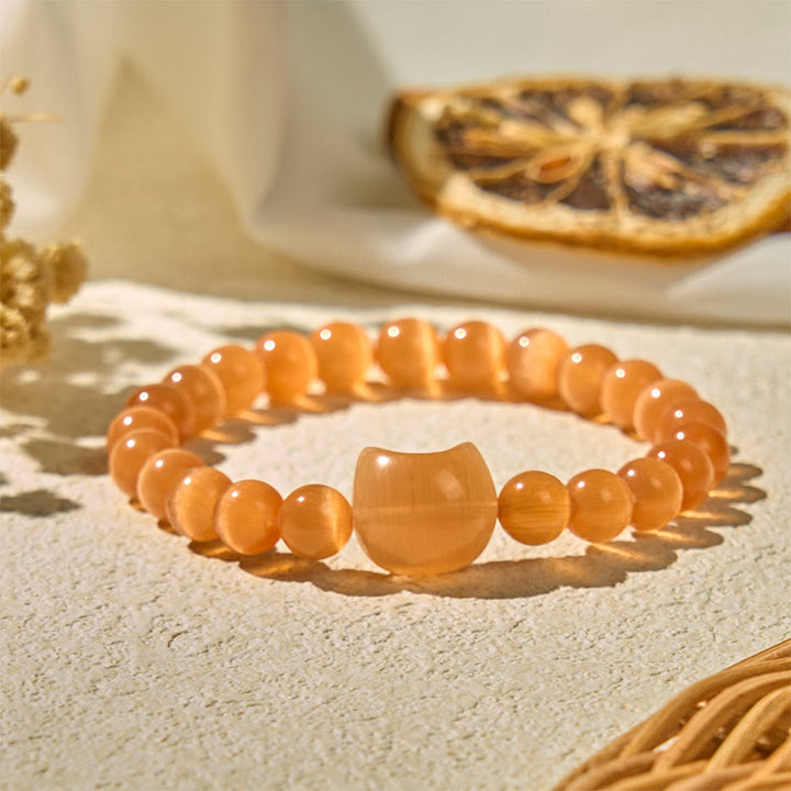 Bracelet de perles spirituelles en Buddha Stones, jolie tête de chat, œil de chat rose et œil de chat blanc - image 17