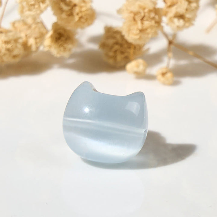 Bracelet de perles spirituelles en Buddha Stones, jolie tête de chat, œil de chat rose et œil de chat blanc - image 11