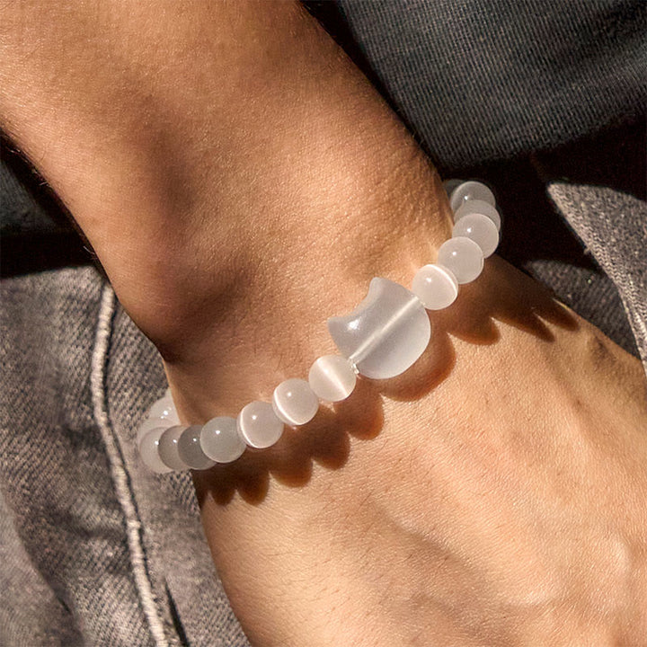 Bracelet de perles spirituelles en Buddha Stones, jolie tête de chat, œil de chat rose et œil de chat blanc - image 12