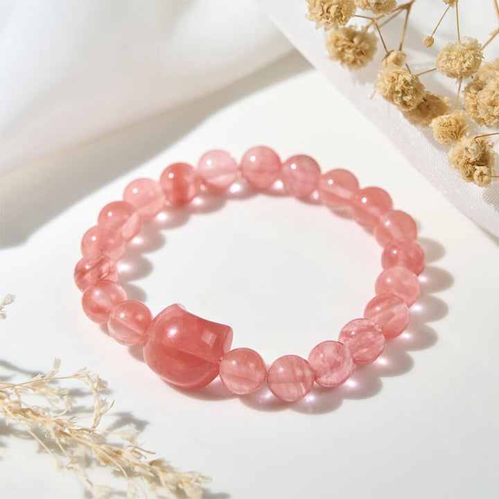 Bracelet de perles spirituelles en agate rouge avec jolie tête de chat et Buddha Stones - image 3