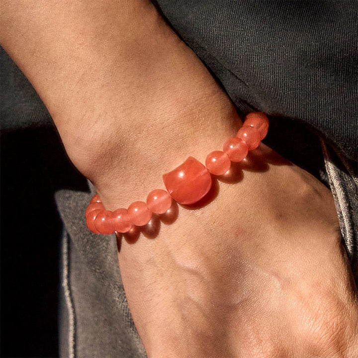 Bracelet de perles spirituelles en agate rouge avec jolie tête de chat et Buddha Stones - image 6