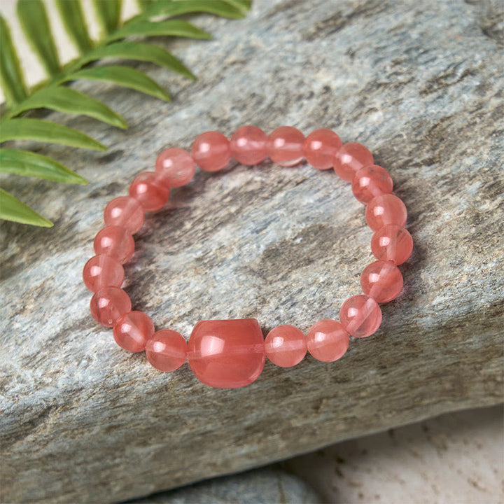 Bracelet de perles spirituelles en agate rouge avec jolie tête de chat et Buddha Stones - image 5