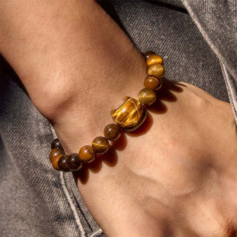 Bracelet de perles puissantes œil de tigre et chat mignon en Buddha Stones - image 6