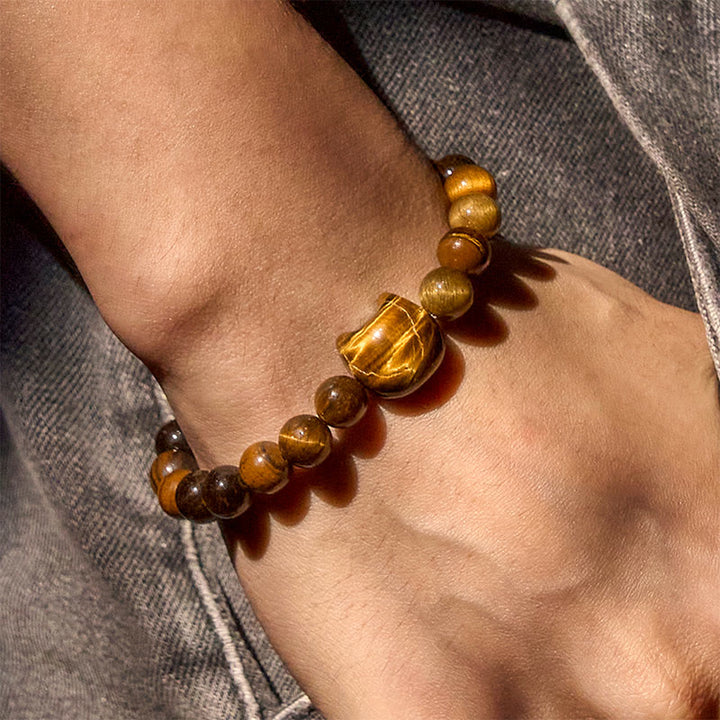 Bracelet de perles puissantes œil de tigre et chat mignon en Buddha Stones - image 6