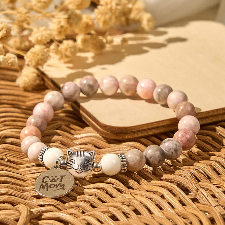 Bracelet de protection en jaspe zèbre avec tête de chat et Buddha Stones - image 4