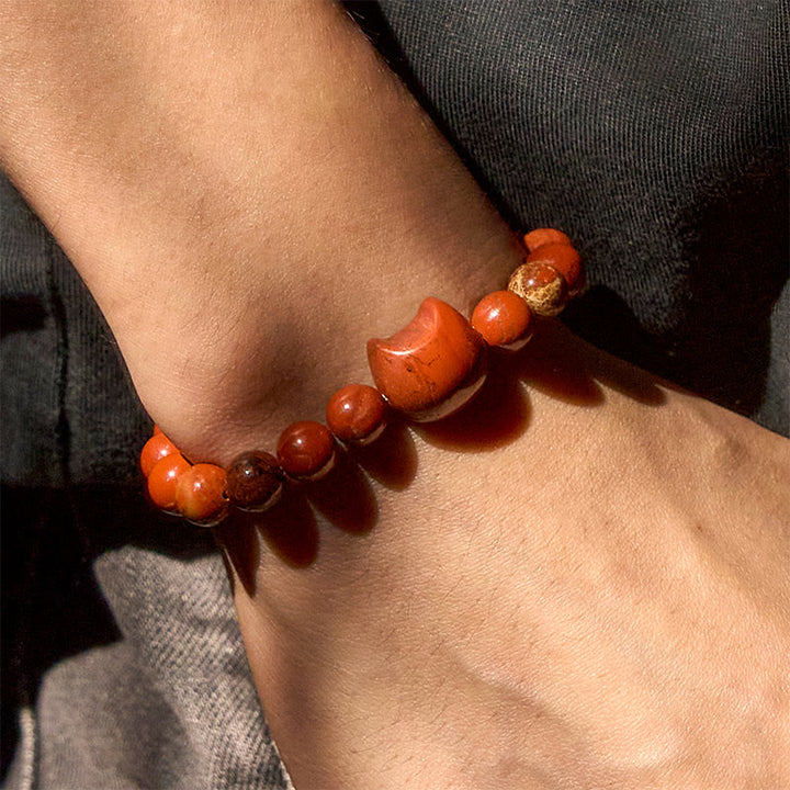 Bracelet porte-bonheur en Buddha Stones , motif tête de chat sans visage, turquoise rouge - image 8