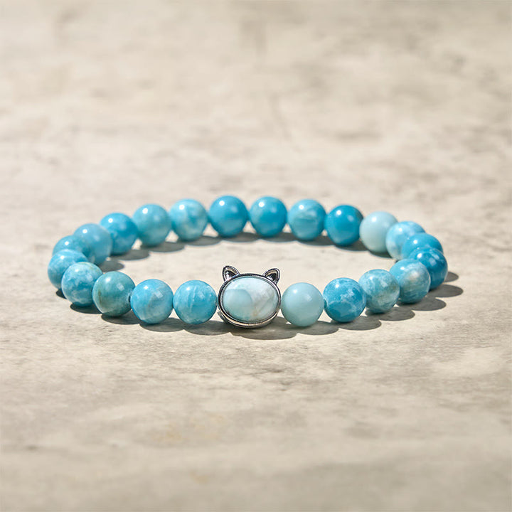 Bracelet de perles de sagesse en larimar naturel pour chat avec Buddha Stones - image 7
