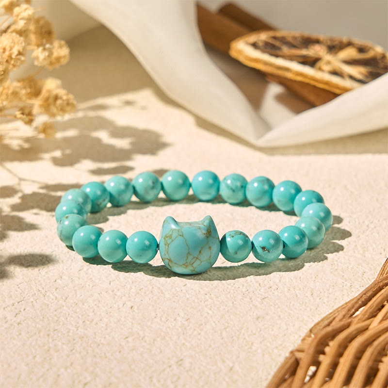 Bracelet de perles de force en turquoise naturelle pour chat Buddha Stones - image 6