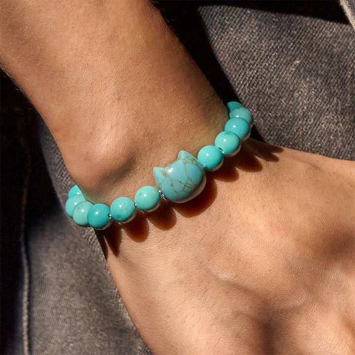 Bracelet de perles de force en turquoise naturelle pour chat Buddha Stones - image 4