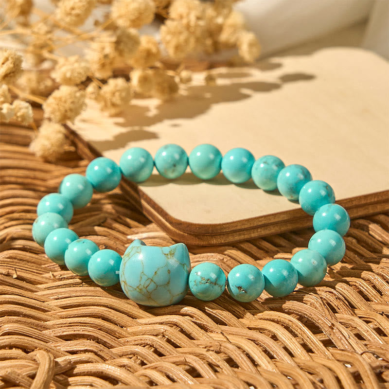 Bracelet de perles de force en turquoise naturelle pour chat Buddha Stones - image 5