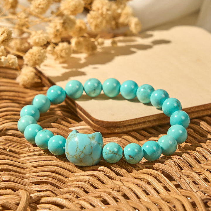 Bracelet de perles de force en turquoise naturelle pour chat Buddha Stones - image 5