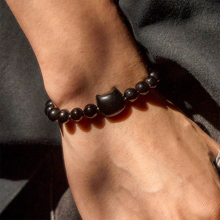 Bracelet de protection en onyx noir naturel Buddha Stones et chat noir - image 12
