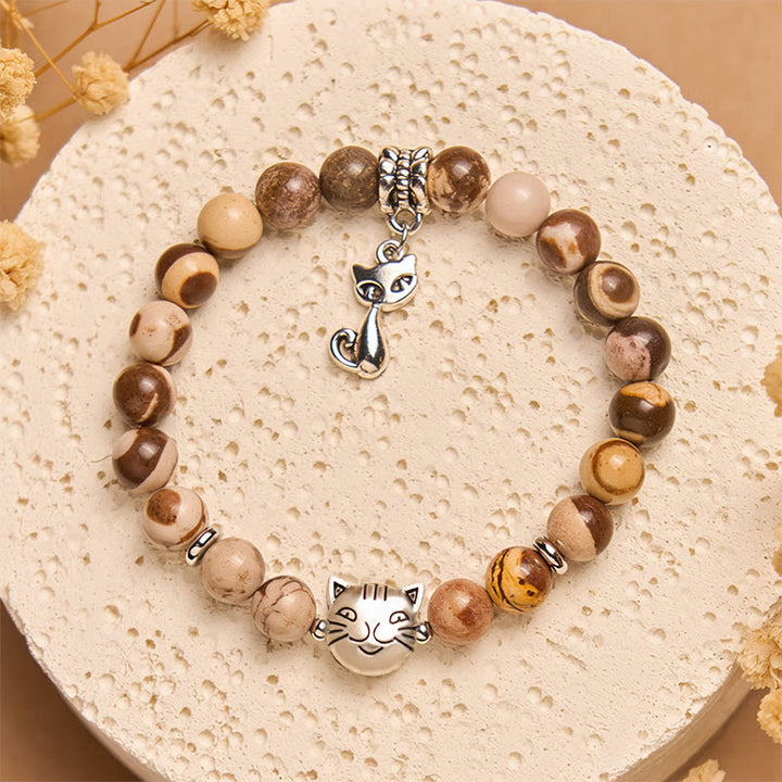 Bracelet positif en Buddha Stones - Jaspe zébré (tour de poignet 15-16 cm) - image 1