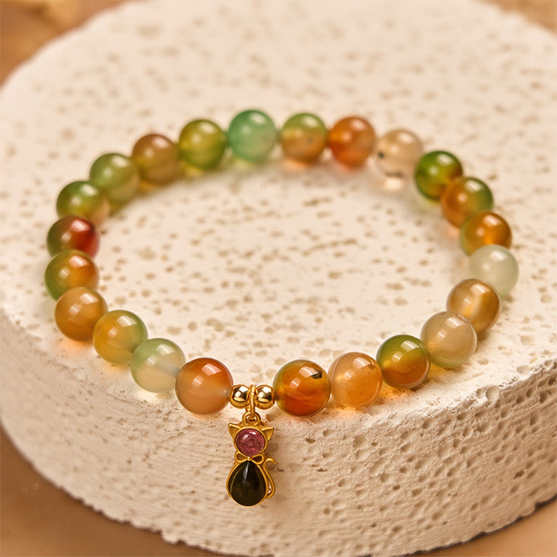 Bracelet courage en argent Buddha Stones 925 avec tourmaline et agate paon naturelle - image 2