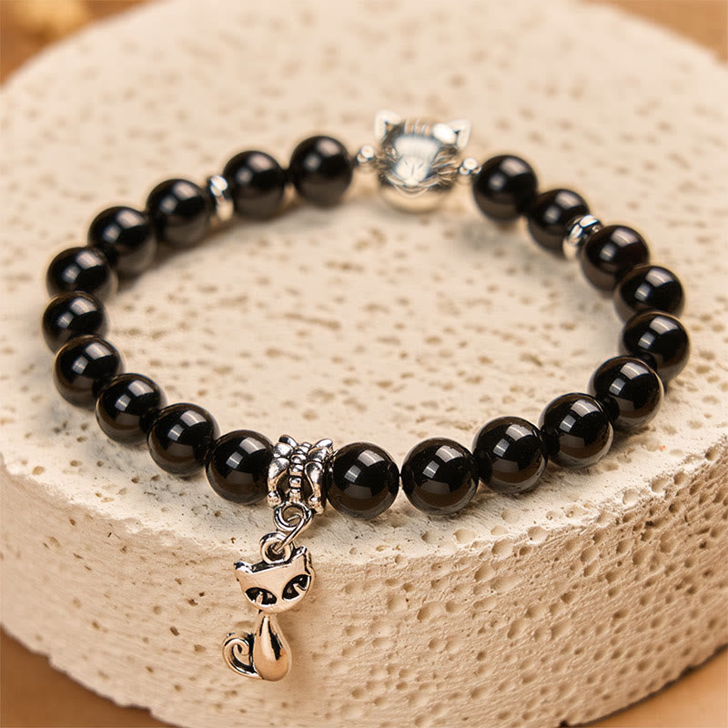 Bracelet de soutien pour chaton en onyx noir naturel avec Buddha Stones - image 3