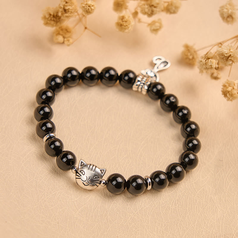Bracelet de soutien pour chaton en onyx noir naturel avec Buddha Stones - image 2