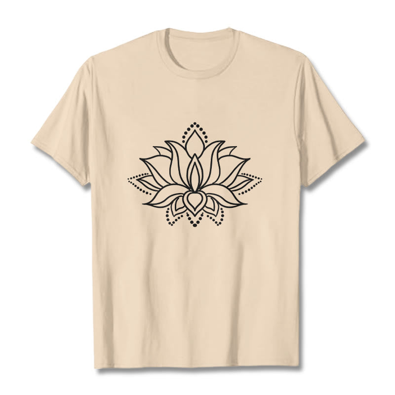 T-shirt en coton à motif simple avec Buddha Stones et fleur de lotus - Bisque - 2XL - image 11