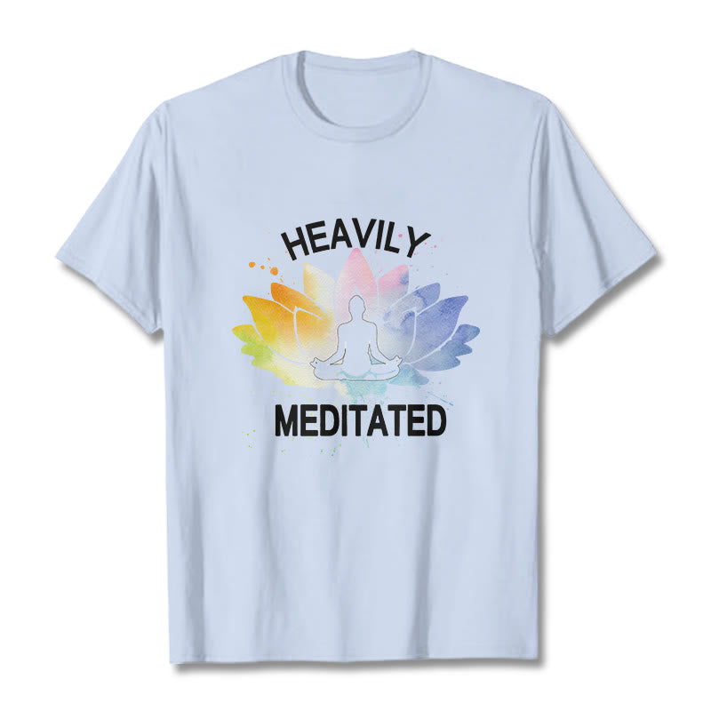 T-shirt en coton avec motif de méditation et de fleurs de lotus colorées représentant des Buddha Stones - Cyan clair - 2XL - image 19
