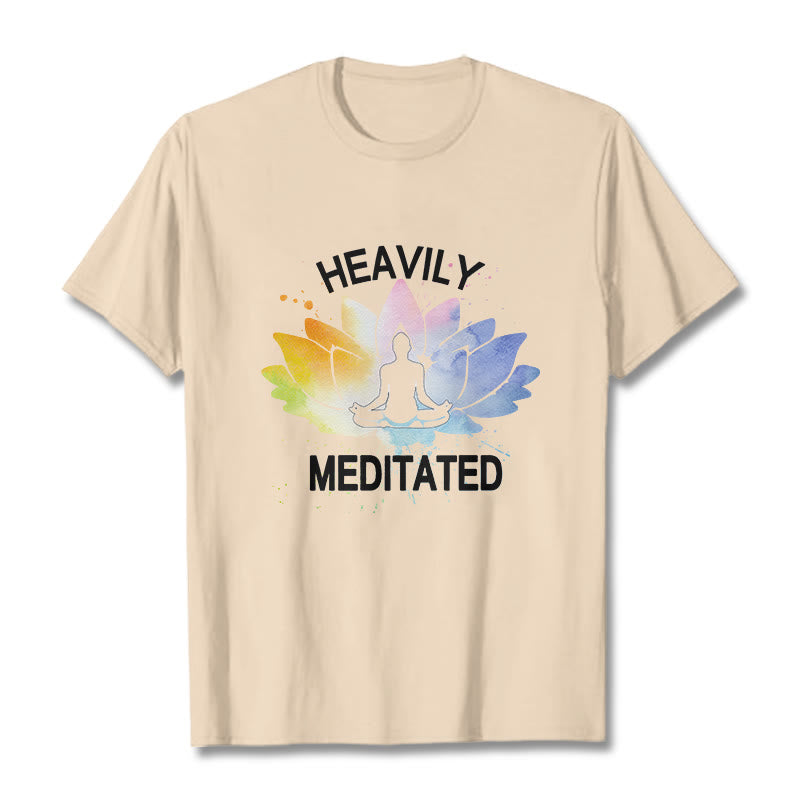 T-shirt en coton avec motif de méditation et de fleurs de lotus colorées représentant des Buddha Stones - Bisque - 2XL - image 9