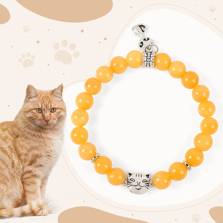 Bracelet de positivité en calcédoine jaune et chat tigré orange Buddha Stones - Chat tigré orange (tour de poignet 15-16 cm) - image 1