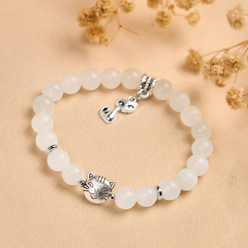 Bracelet porte-bonheur en jade blanc et pierre de Buddha Stones - image 4