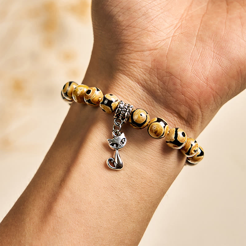 Bracelet de force intérieure en pierre d'agate naturelle de chat du Bengale Buddha Stones - image 5