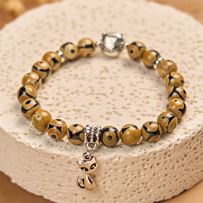Bracelet de force intérieure en pierre d'agate naturelle de chat du Bengale Buddha Stones - image 4