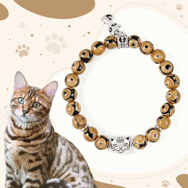 Bracelet de force intérieure en pierre d'agate naturelle de chat du Bengale Buddha Stones - Chat du Bengale (circonférence du poignet 15-16 cm) - image 1