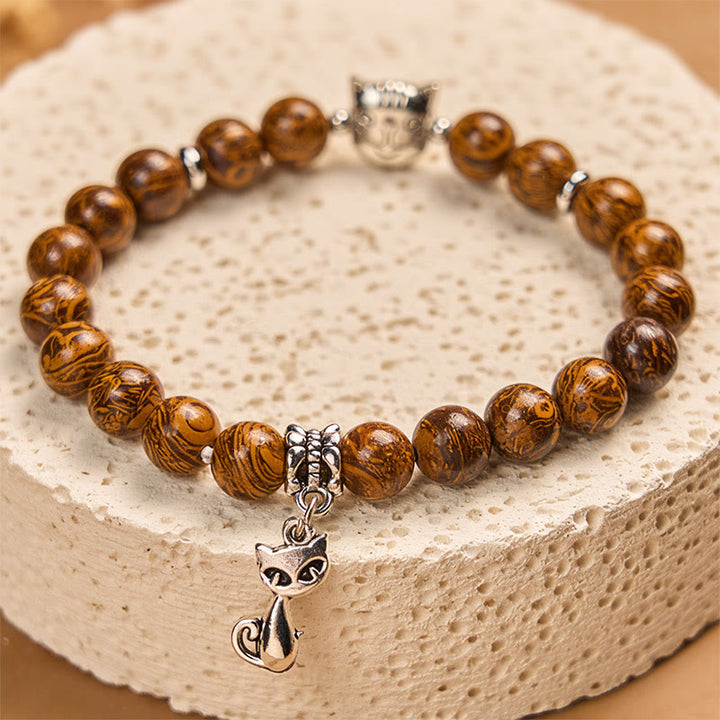 Bracelet de protection tête de chat en pierre naturelle Buddha Stones - image 3
