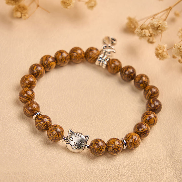 Bracelet de protection tête de chat en pierre naturelle Buddha Stones - image 2