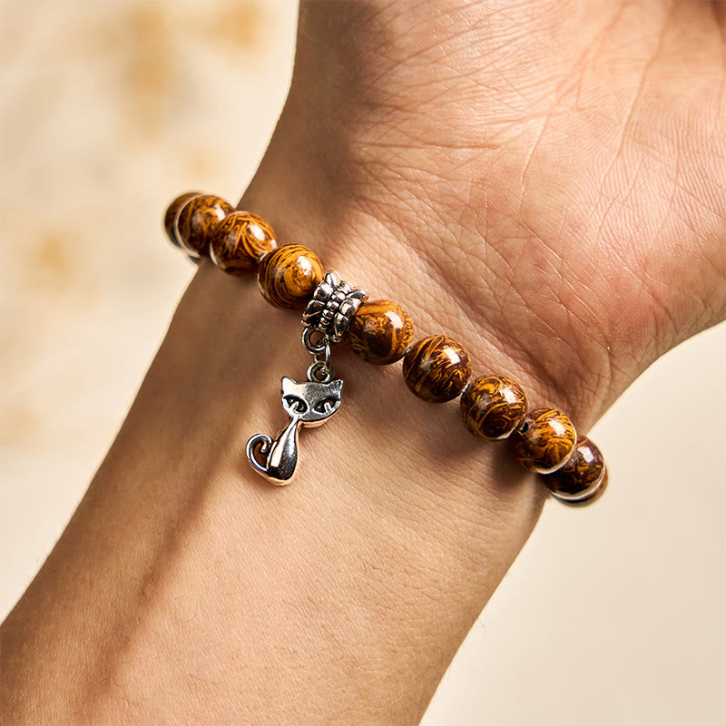 Bracelet de protection tête de chat en pierre naturelle Buddha Stones - image 3