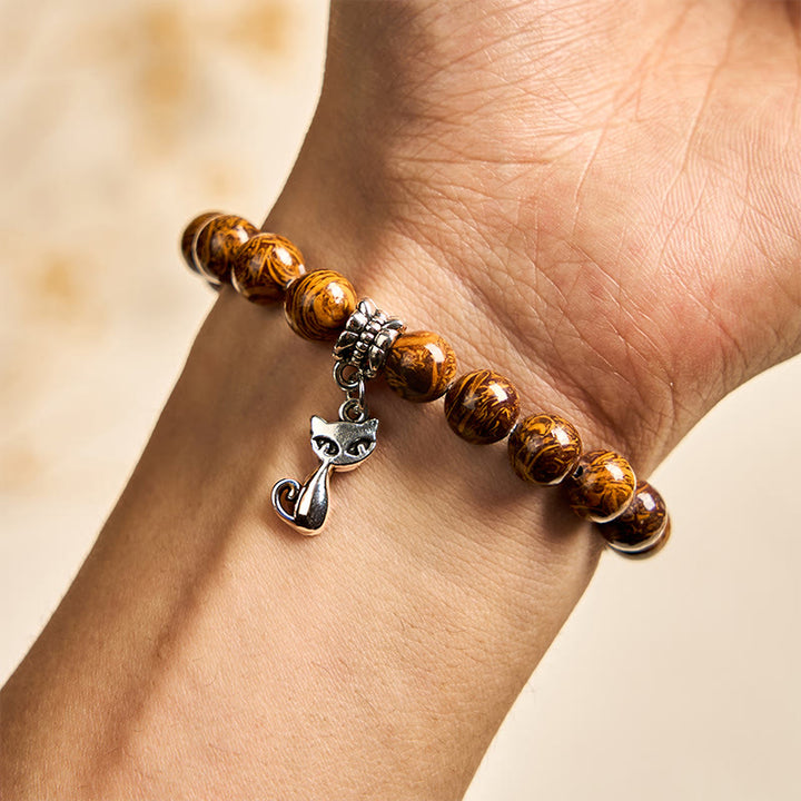Bracelet de protection tête de chat en pierre naturelle Buddha Stones - image 3